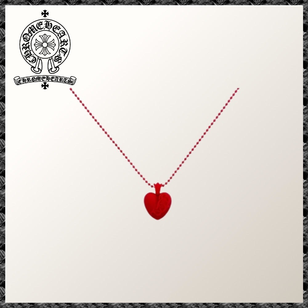 希少品◆CHROME HEARTS◆CHハート ネックレス Silichrome レッド