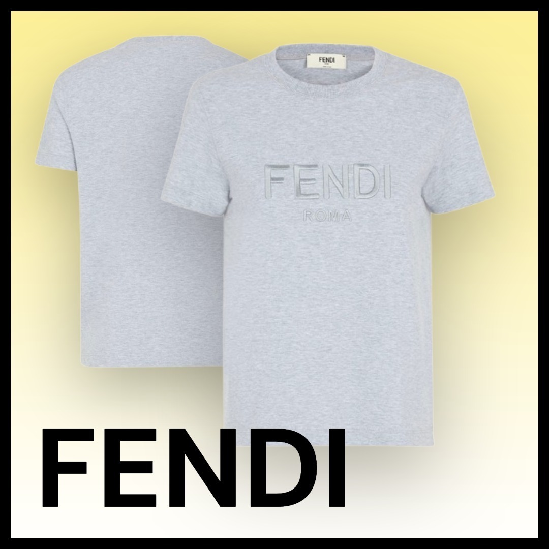 FENDI ROMA フェンディ ローマ Tシャツ ライトグレー コットン