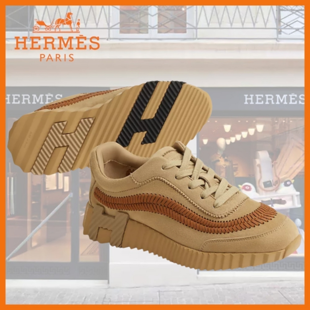 【編込みデザインが一味違う♪】HERMES スニーカー