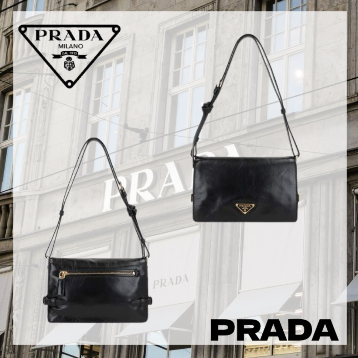 関税送料込 PRADA ソフト ルックス レザー ショルダーバッグ