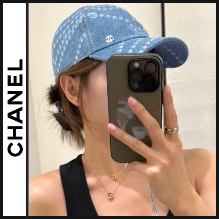 ［新作］パールプリント♡CHANELデニムキャップ