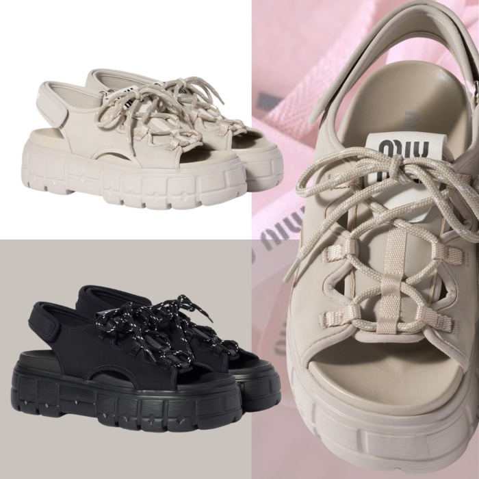 関税なし 完売必至【MIUMIU】チャンキー ネオプレン サンダル