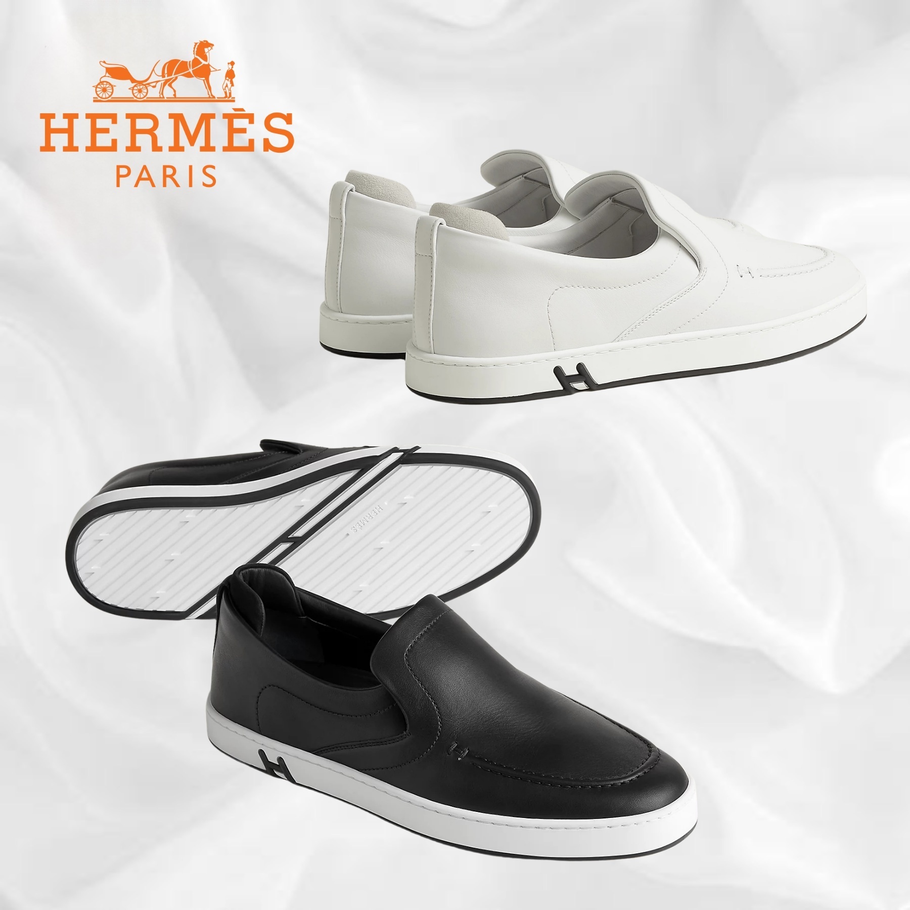 【HERMES】スリッポン キディー レザ シンプル スニーカー