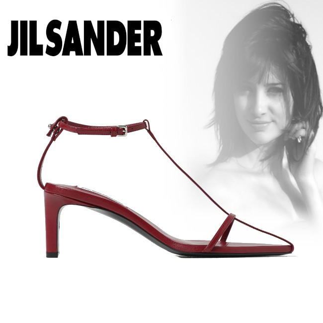 正規店買付【JIL SANDER】レザーヒールサンダル