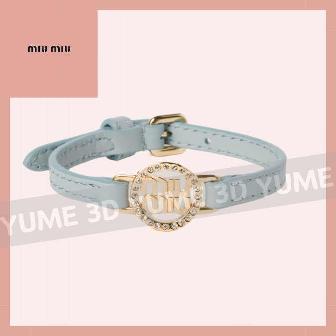♡Miu Miu♡クリスタル煌めく♪レザー ブレスレット♪