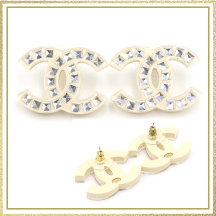 【A+超美品】CHANEL シャネル /クリスタル CC ロゴ ピアス