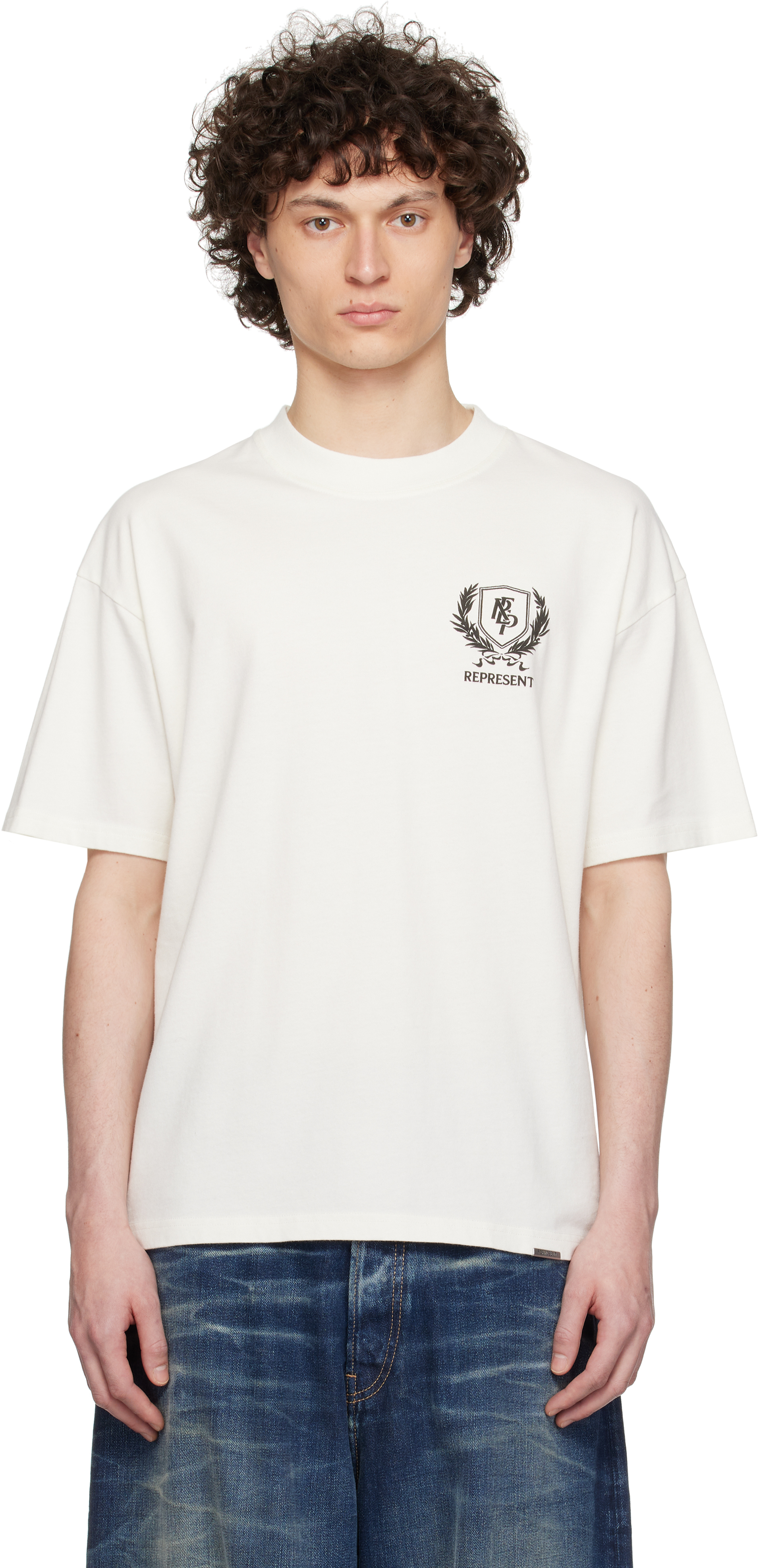【関税込み】Represent オフホワイト Crest Tシャツ