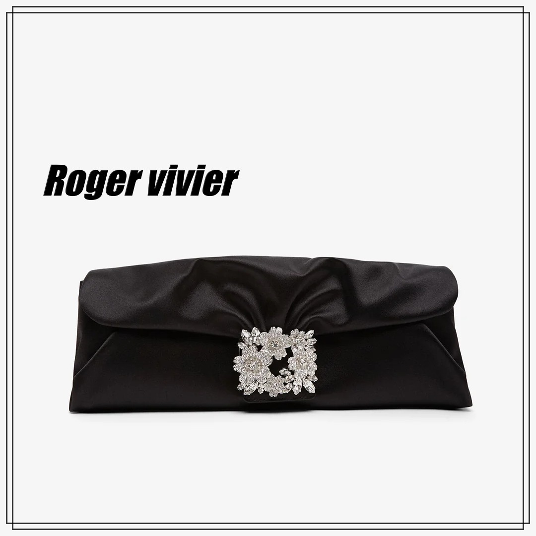 Roger vivier ブラック サテンクラッチバッグ 関税送料込み