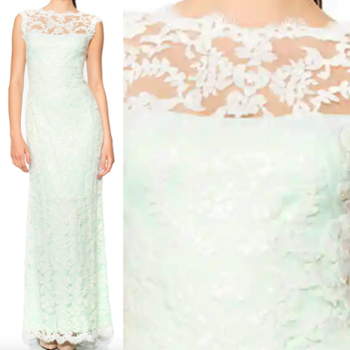☆TADASHI SHOJI 花柄レース刺繍マキシ丈カクテルドレス☆