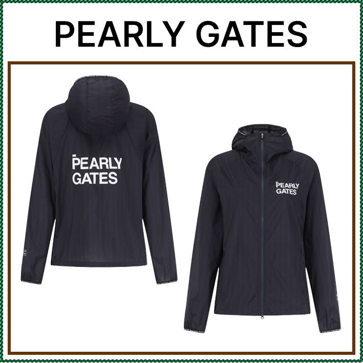 【PEARLY GATES】 Women's Striped Logo Print Hooded Jumper