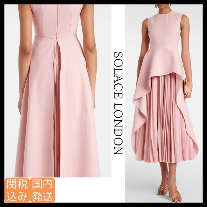 SOLACE LONDON Severny ドレープ プリーツ ミディ ドレス 関税込