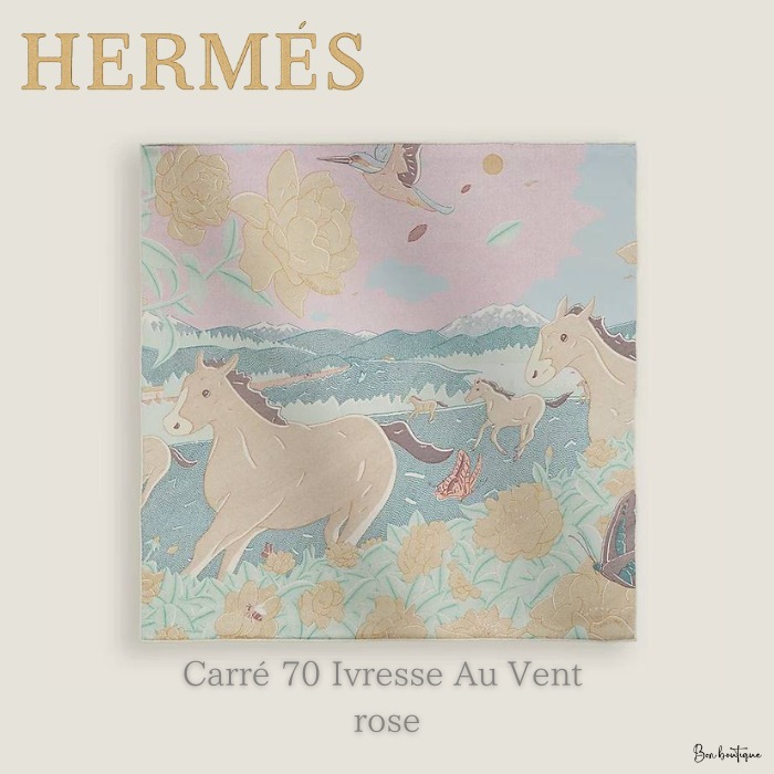 【夢見るローズトーン】HERMES カレ70《Ivresse Au Vent》