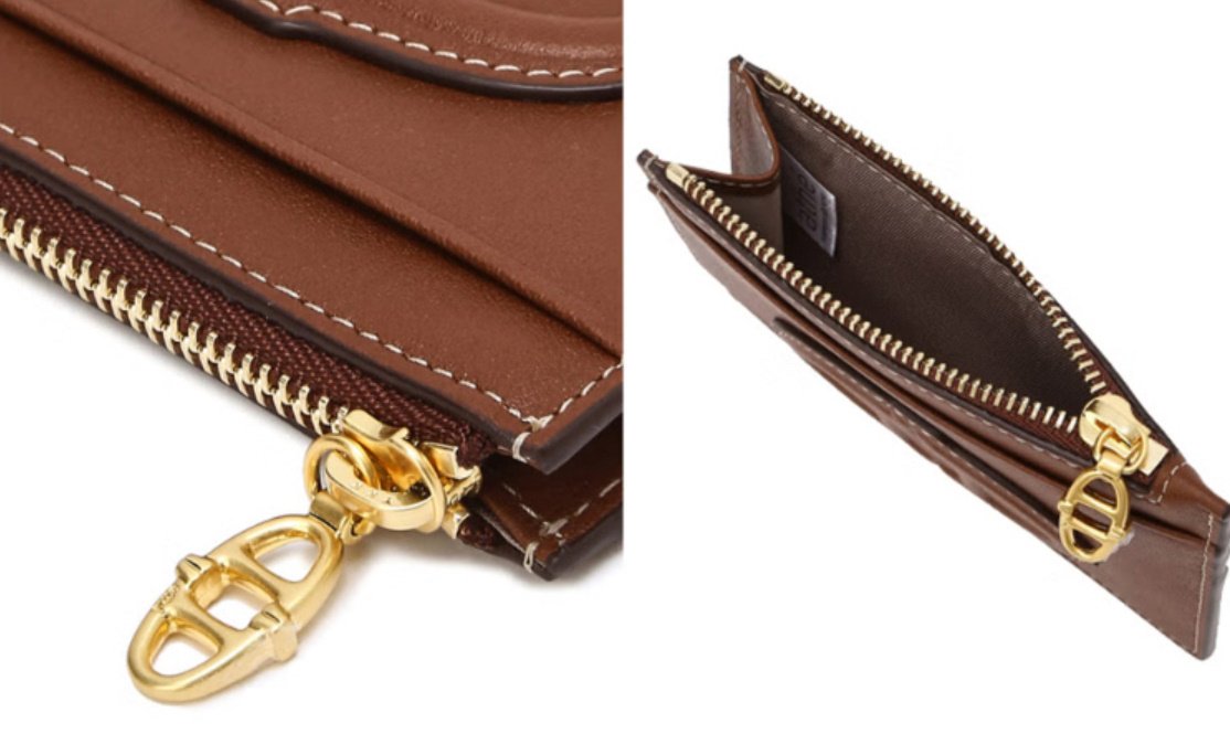 《韓国 athe》STAMP LEATHER ZIPPER CARD WALLET 2色 人気