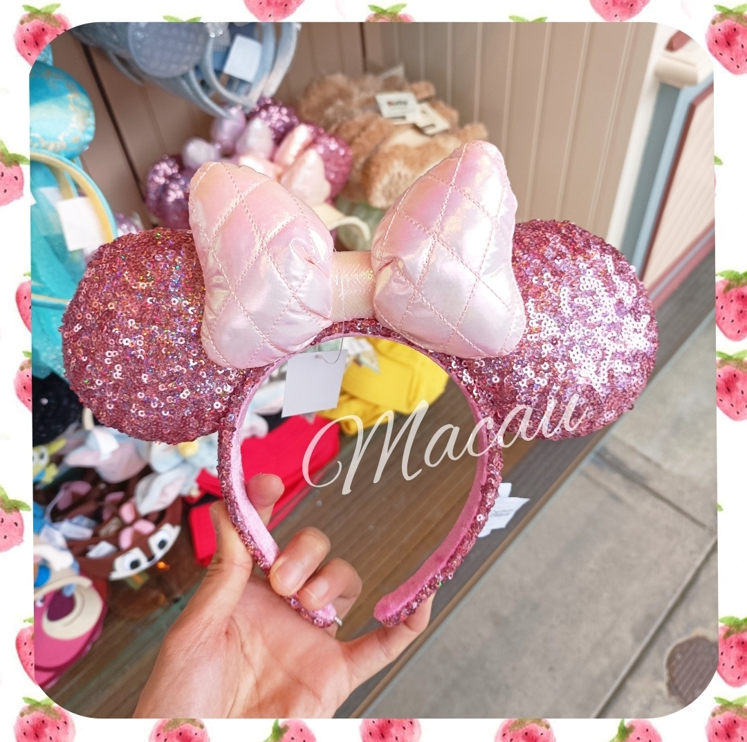 香港ディズニー限定★ピンクスパンコールリボンカチューシャ