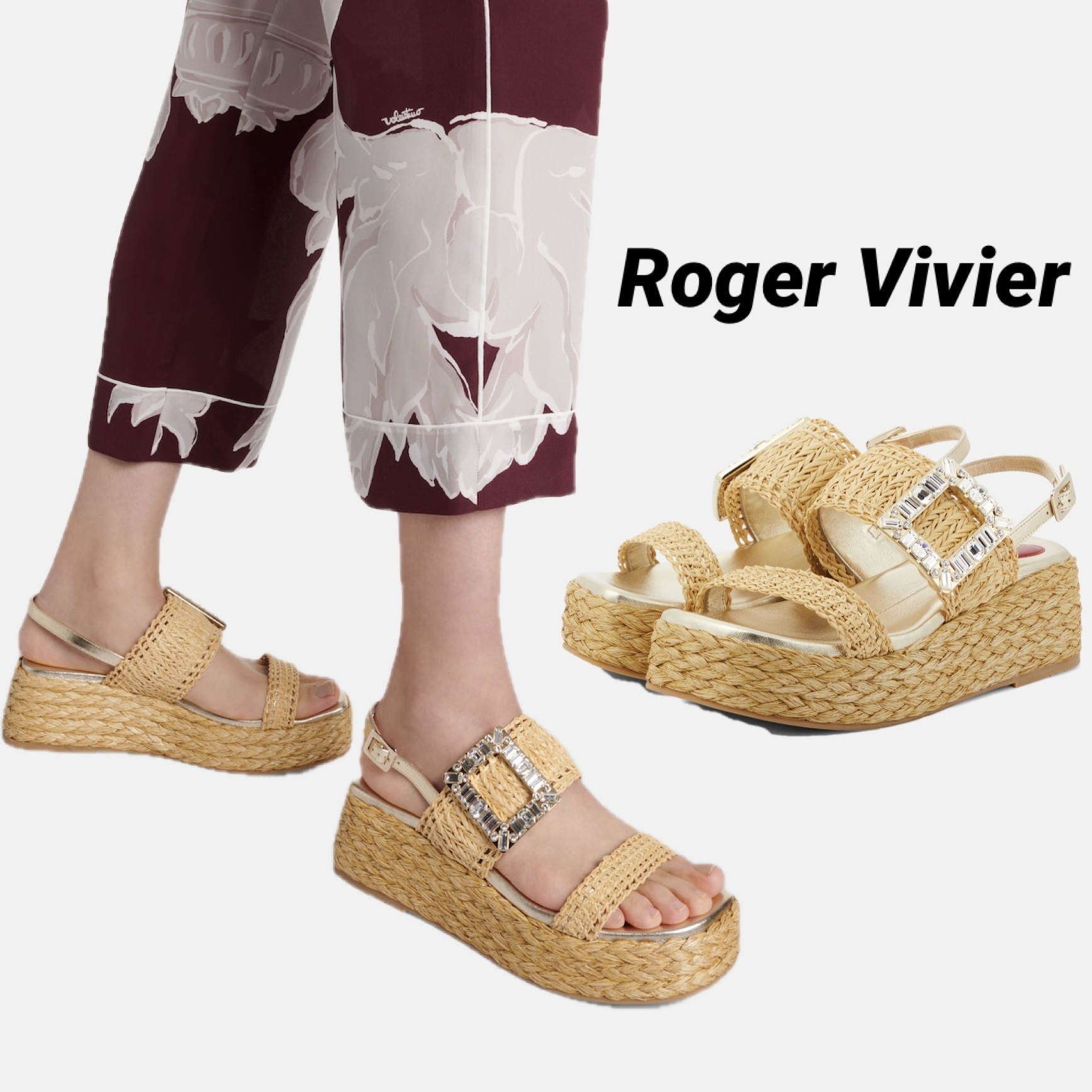 ◆Roger Vivier◆ラフィア プラットフォーム サンダル 送料込