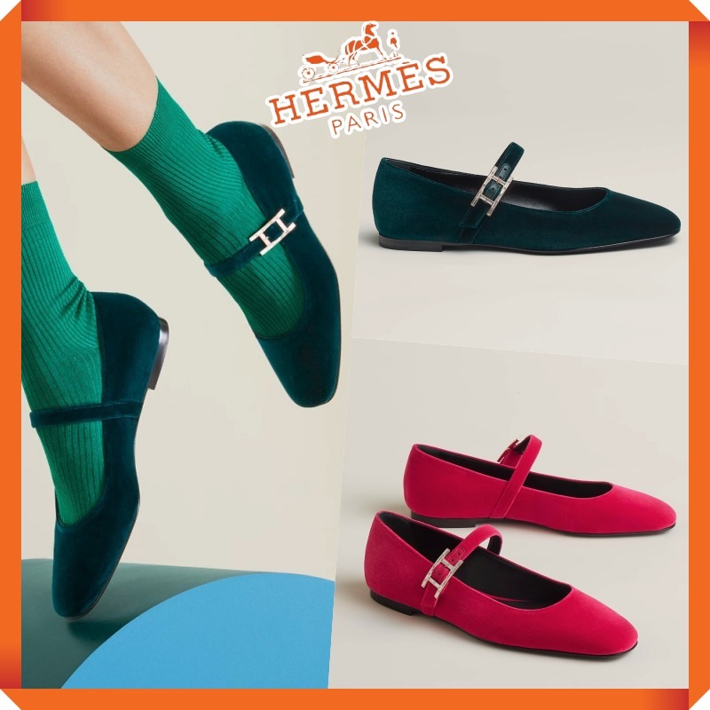 大人上品に★HERMES★バレエシューズ ジェーン メリージェーン