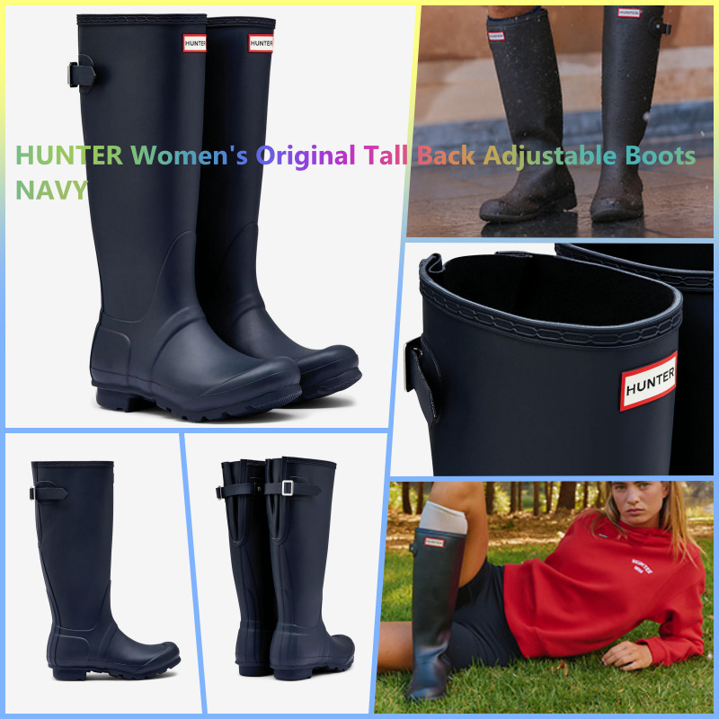 ★Hunter★(W) OG Tall Back Adjustable Boots★Navy