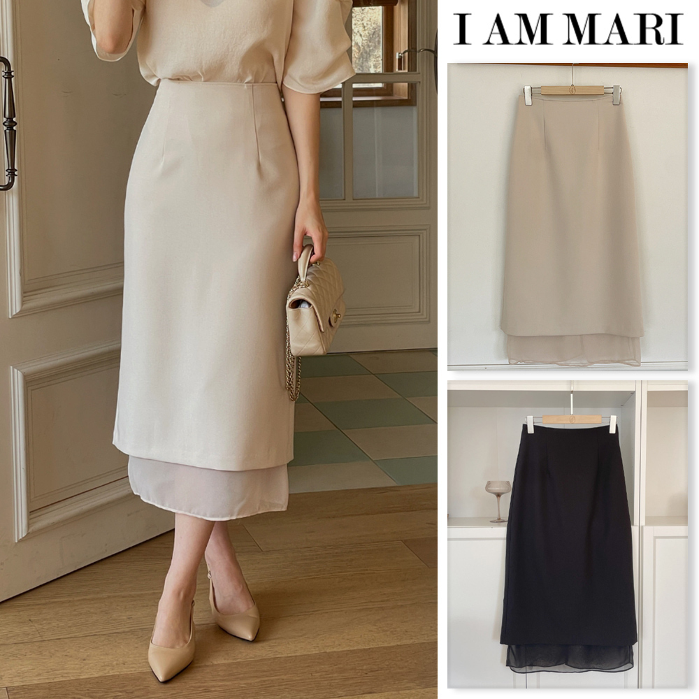 【I AM MARI】Jelena Chiffon Layered H-Line Skirt