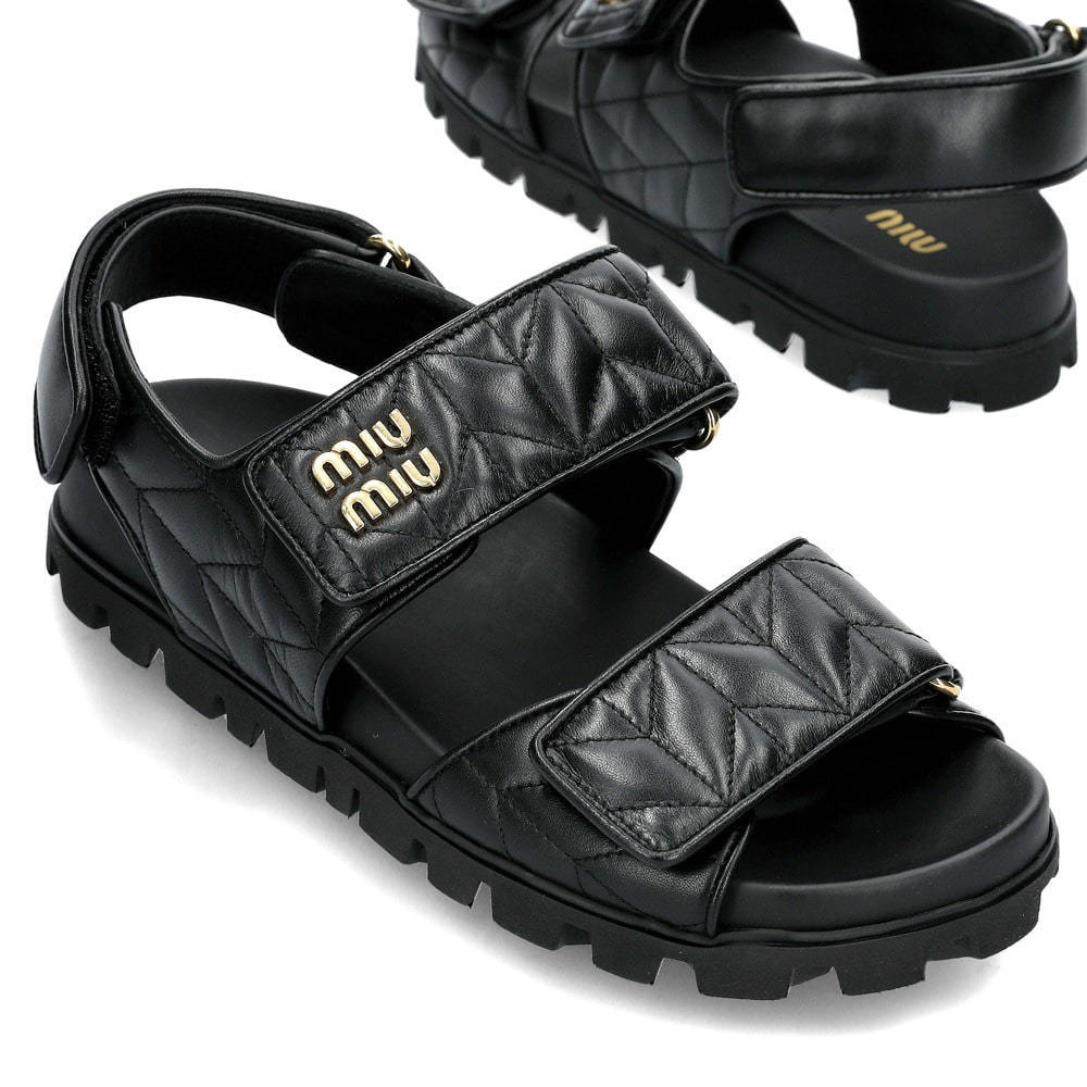 miumiu☆25SS MATERASSE ナッパ レザー スポーツサンダル LADIES