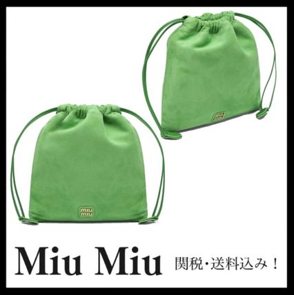 【関税・送料込み】MIUMIU スエード ポーチ MiuMiu】ミュウミュウ ロゴ スエード ポーチ (MiuMiu/ポーチ