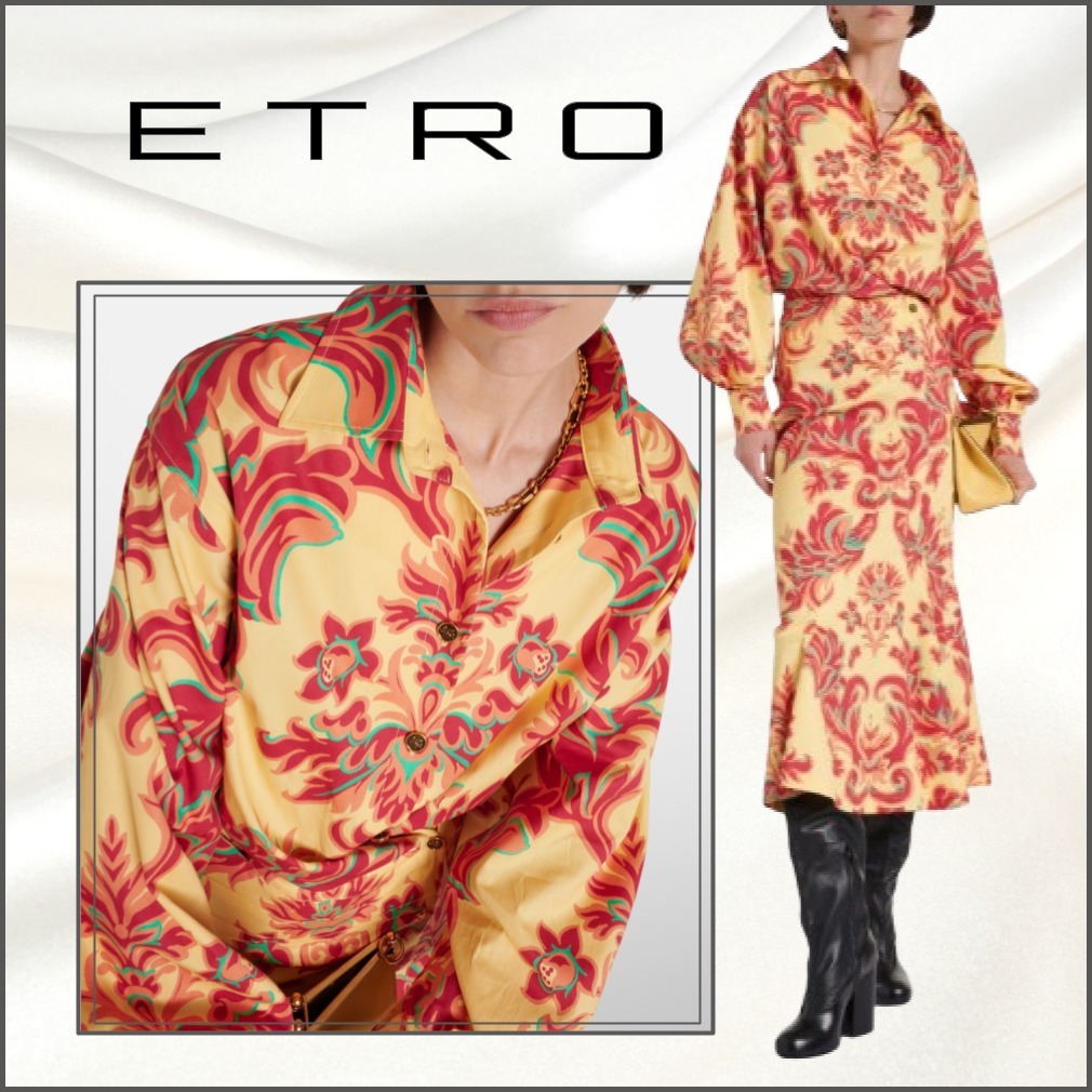 関税送料込【ETRO】エトロ ロング ワンピース 花柄 イエロー