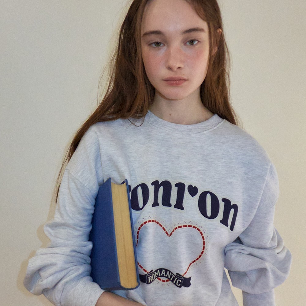 セットアップ RONRON LACE HEART GRAPHIC SWEATSHIRTS WHITE MELANGE