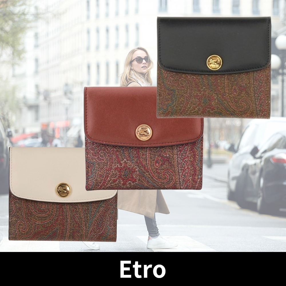 【Etro】エトロ ペイズリー ジャカード 折財布