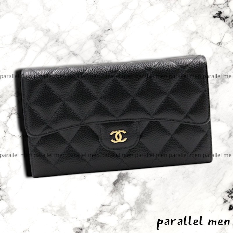 【CHANEL】A31506 キャビア クラシック フラップ 三つ折り長財布