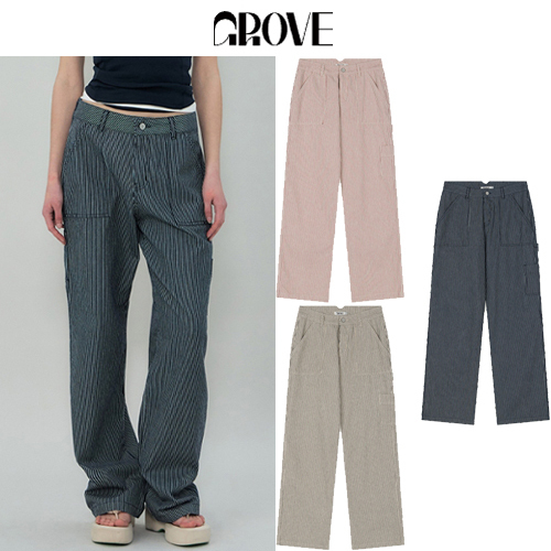 ★2025SS新作★GROVE★CORA STRIPE WORK PANTS