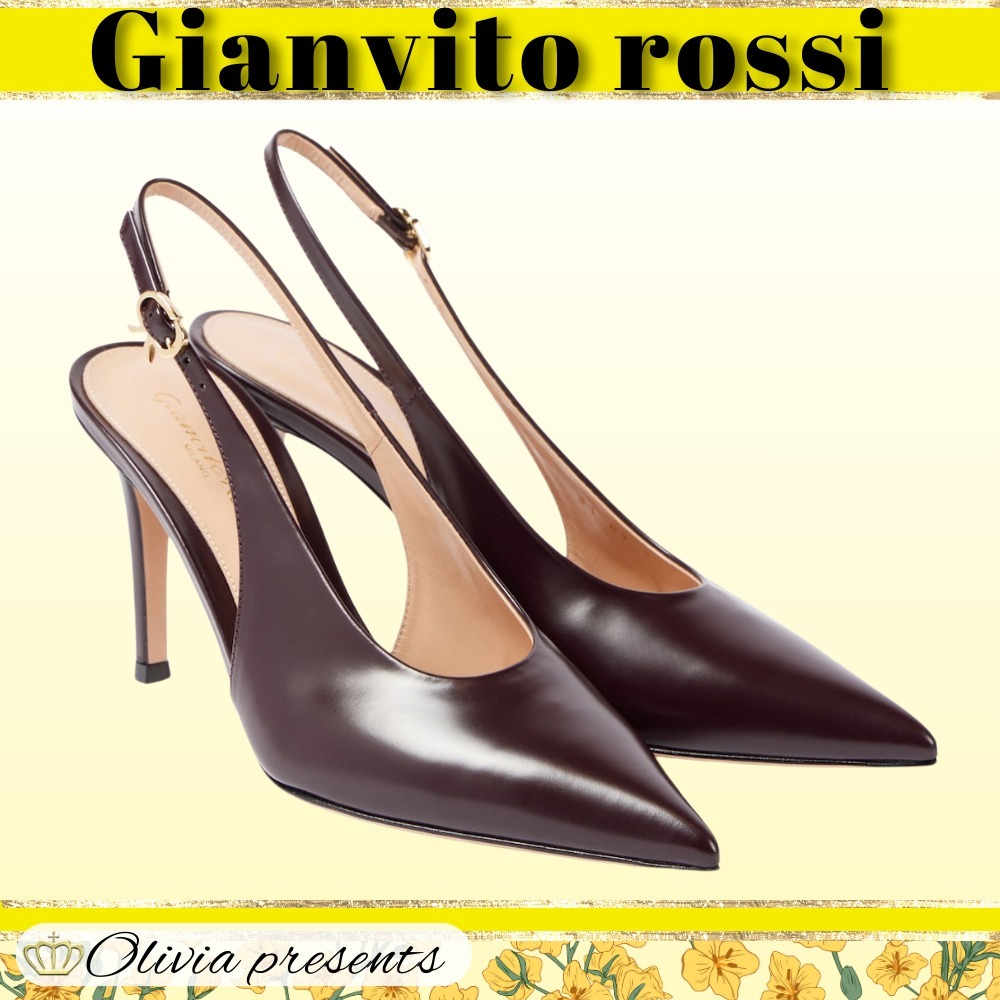 Gianvito Rossi>>ロビー85パテントレザースリングバックパンプス