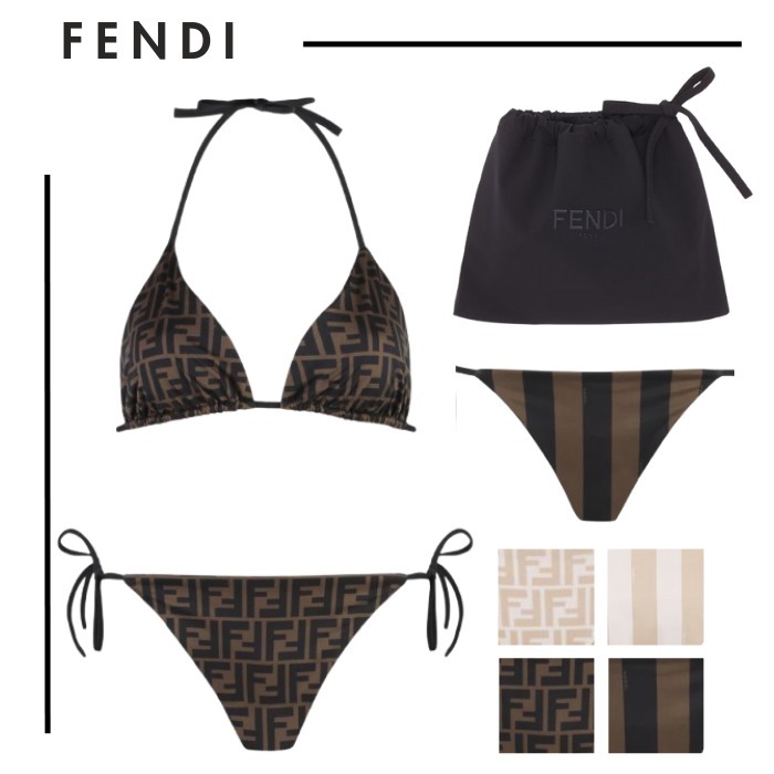 FENDI●ポーチ付き リバーシブル ビキニセット FF＆Pequin柄水着