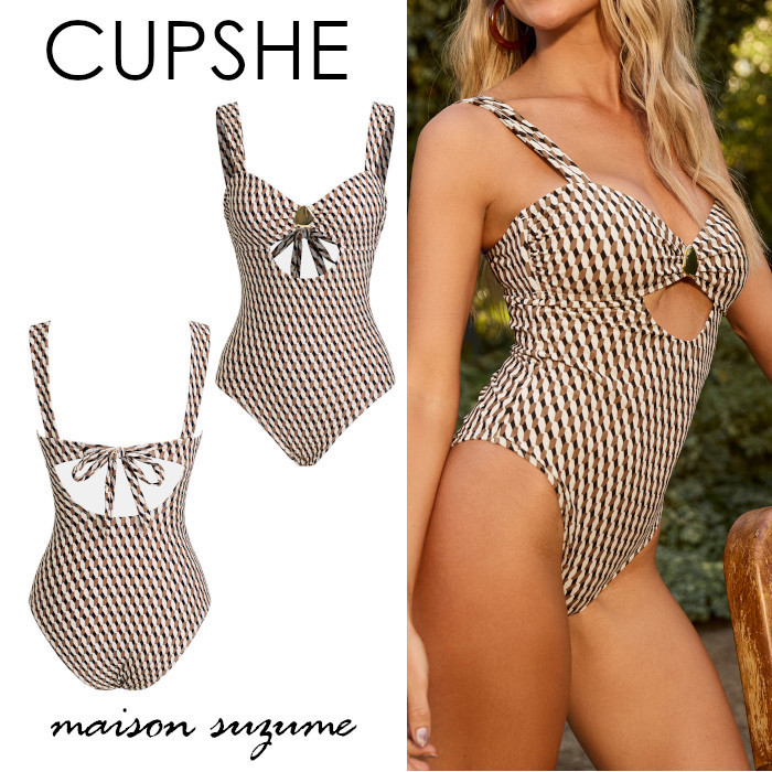 【CUPSHE】ジオメトリック☆カットフロント ワンピース水着