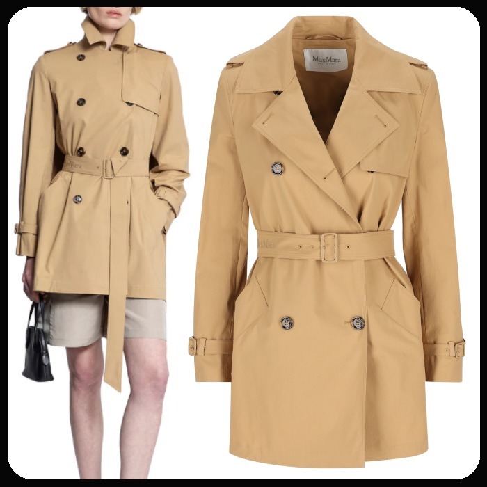 関送込 MAX MARA LANDA コットンキャンバスレインコート