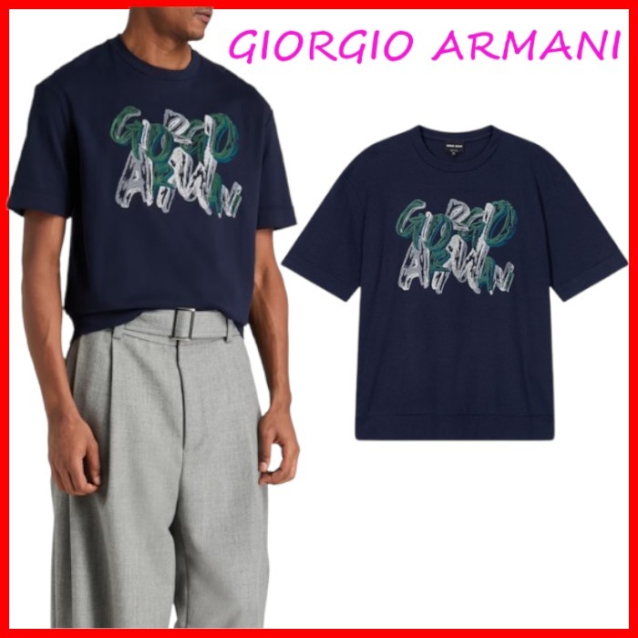 GIORGIO ARMANI ロゴ グラフィック プリント 半袖 Tシャツ