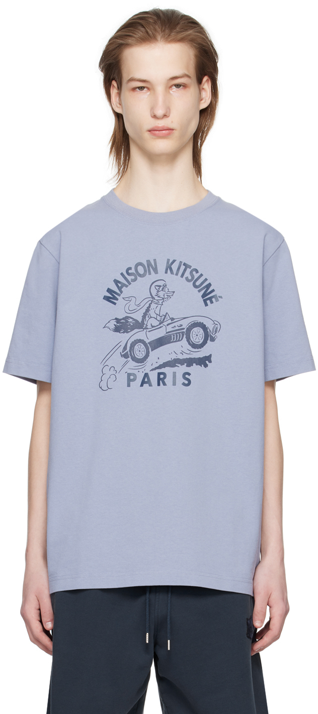 【関税込み】Maison Kitsune ブルー Racing Fox Tシャツ