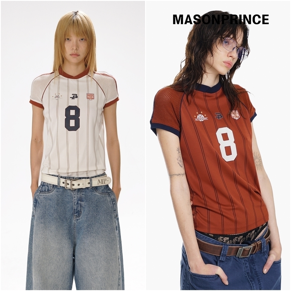 MASONPRINCE■ ストライプ スポーツジャージ Tシャツ CL0385
