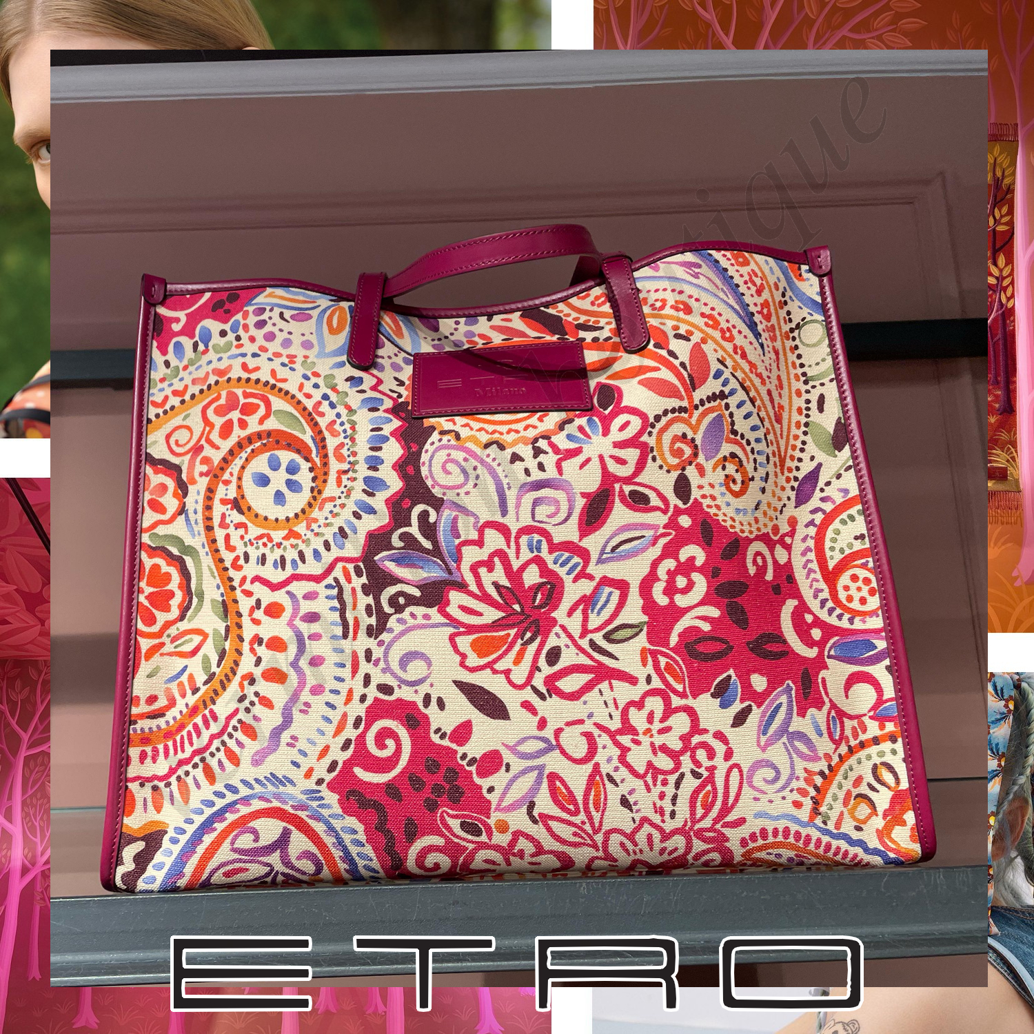ETRO ロゴ フローラル プリント トートバッグ マルチカラー