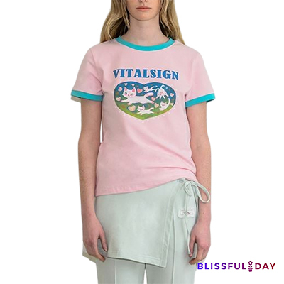 [VITALSIGN] ピンク キャット Tシャツ