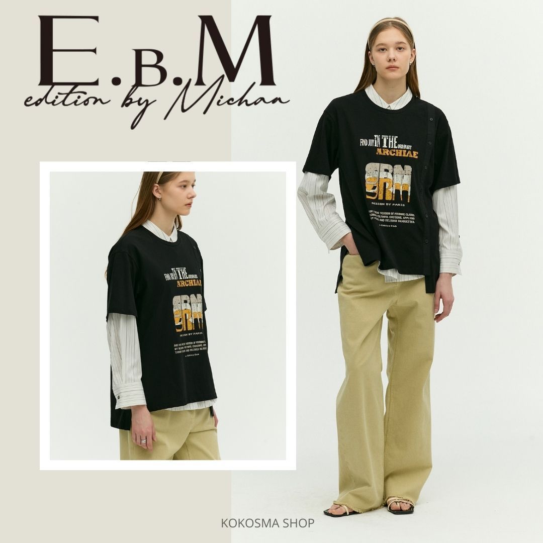 E.B.M[イービーエム] Wide fit printed t-shirt
