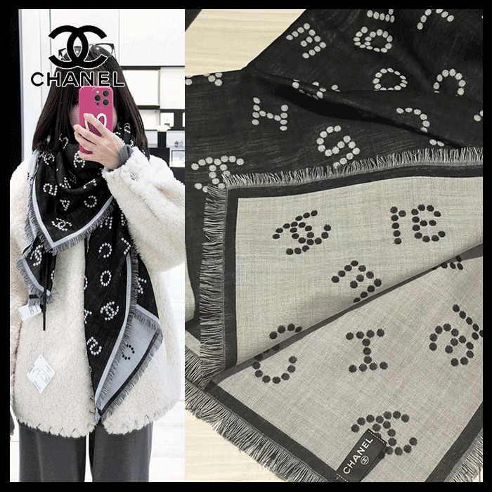 【エレガントでモチーフが可愛い☆】CHANEL スカーフ CCロゴ