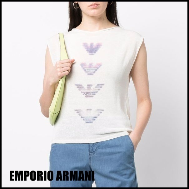 【EMPORIO ARMANI】ロゴプリントノースリーブシャツ ※送関込
