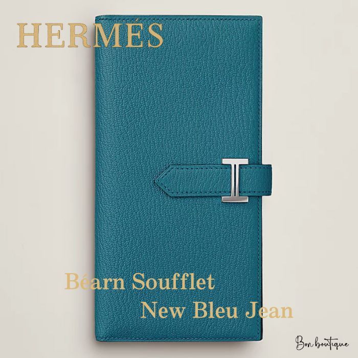 【静かに際立つ気品】HERMES ベアスフレウォレット NewBleuJean