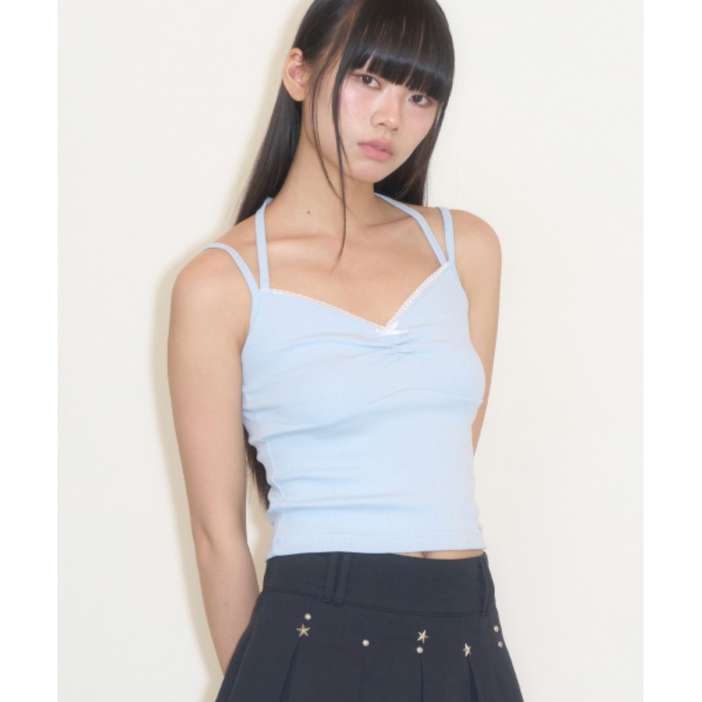 Tシャツ・カットソー ILLIGO Ribbon Halter Sleeveless Blue