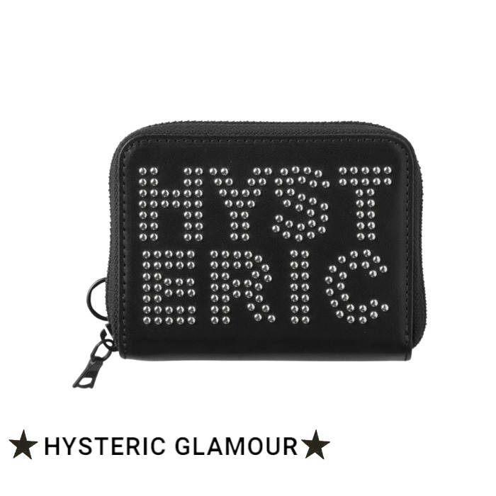 【HYSTERIC GLAMOUR】ロゴスタッズラウンドジップミニウォレット