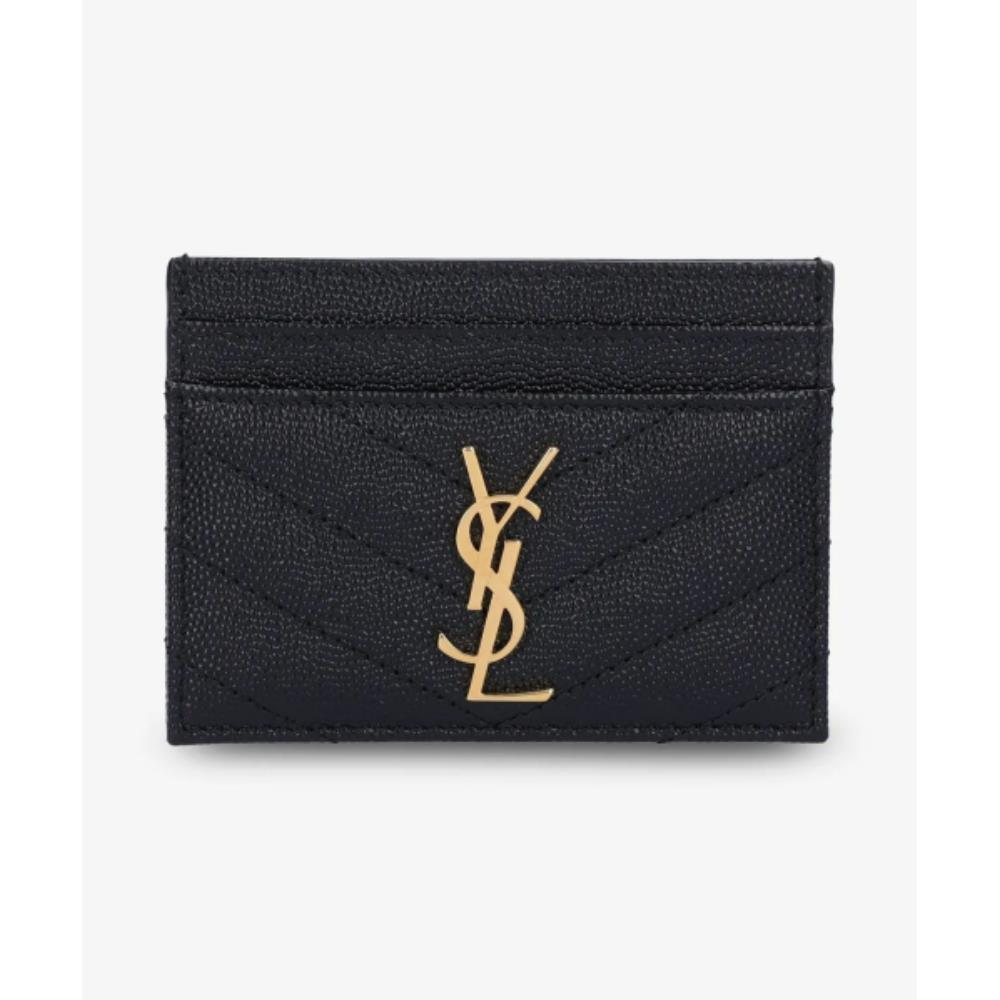 ★Saint Laurent★ Monogram Matelasse Card Holder Black Gold
