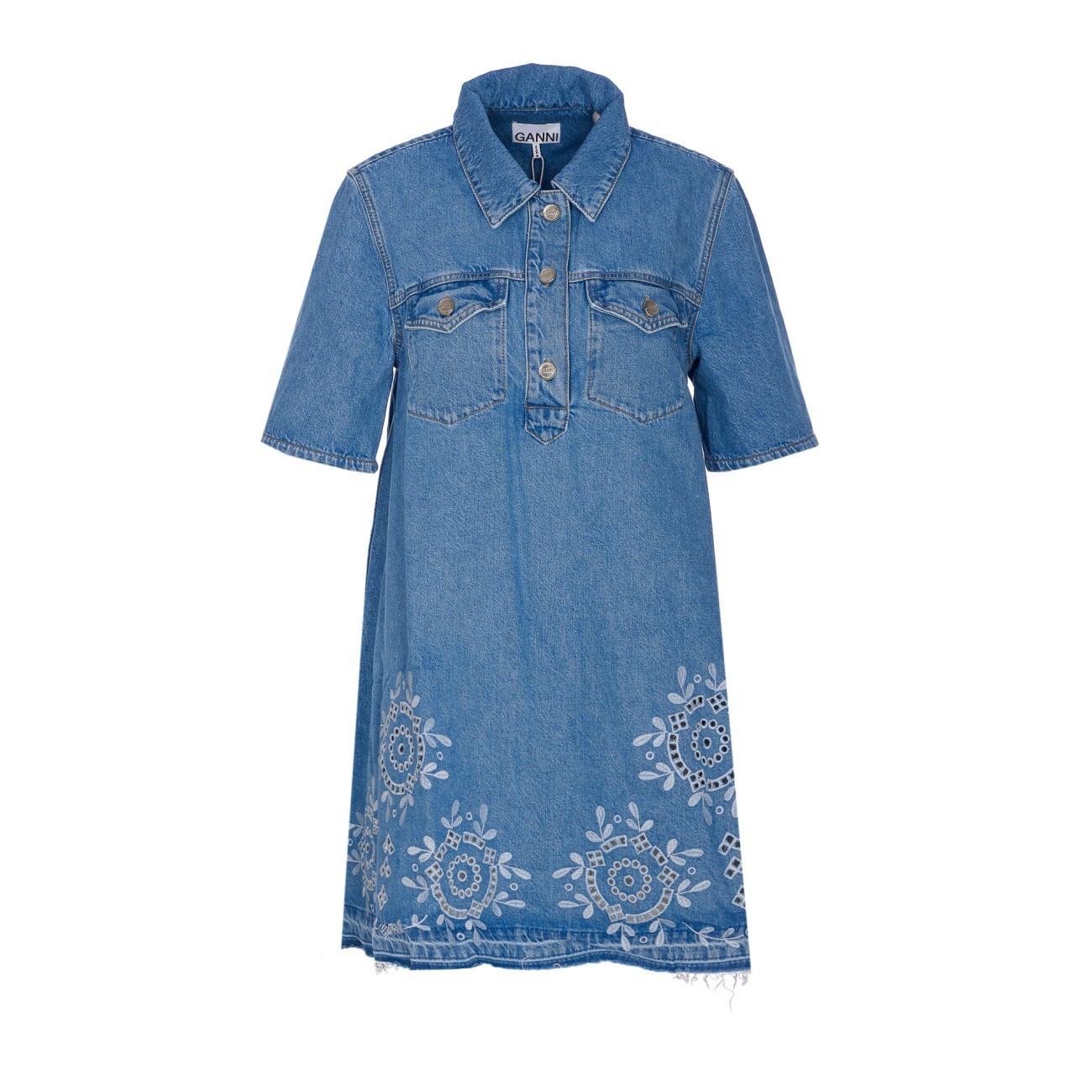 ワンピース Ganni EMBROIDERED DENIM DRESS