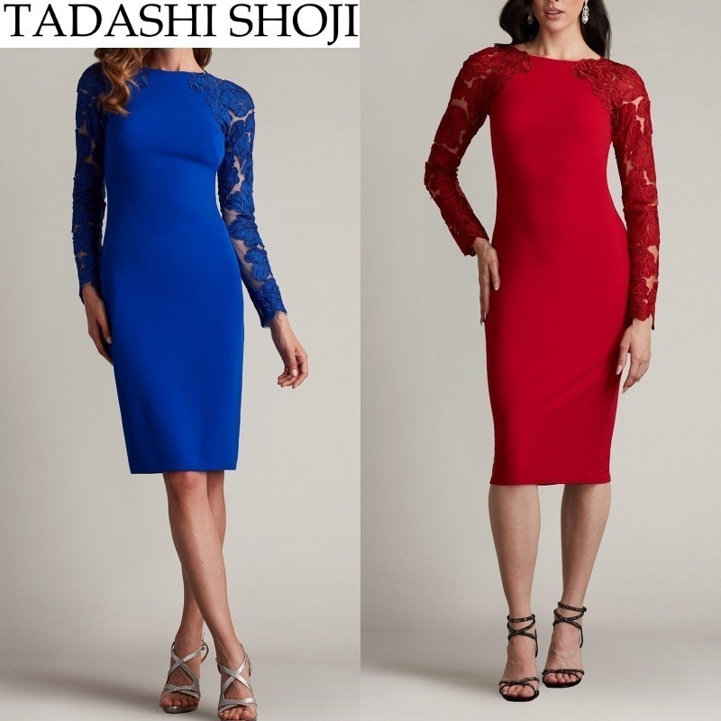 【TADASHI SHOJI】エミール 刺繍 イリュージョン カクテルドレス