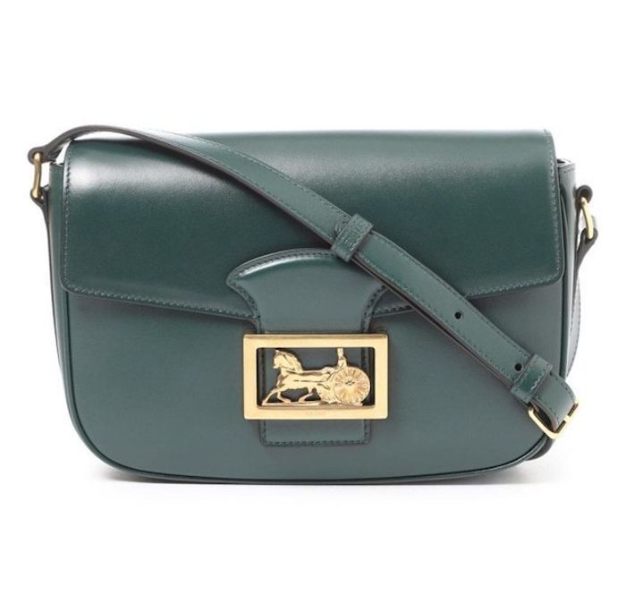 CELINE メタリックプレー ショルダーバッグ グリーン