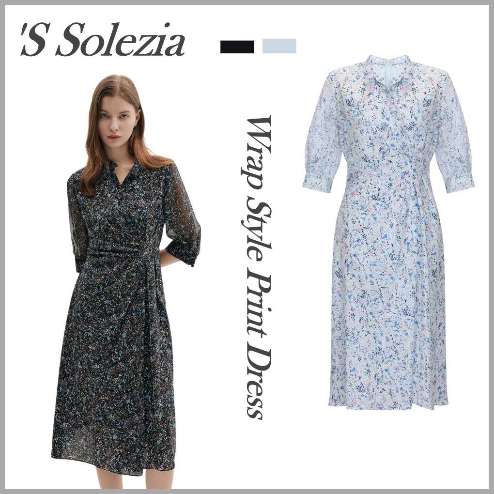 ◆'S SOLEZIA ラップスタイル プリント ワンピース