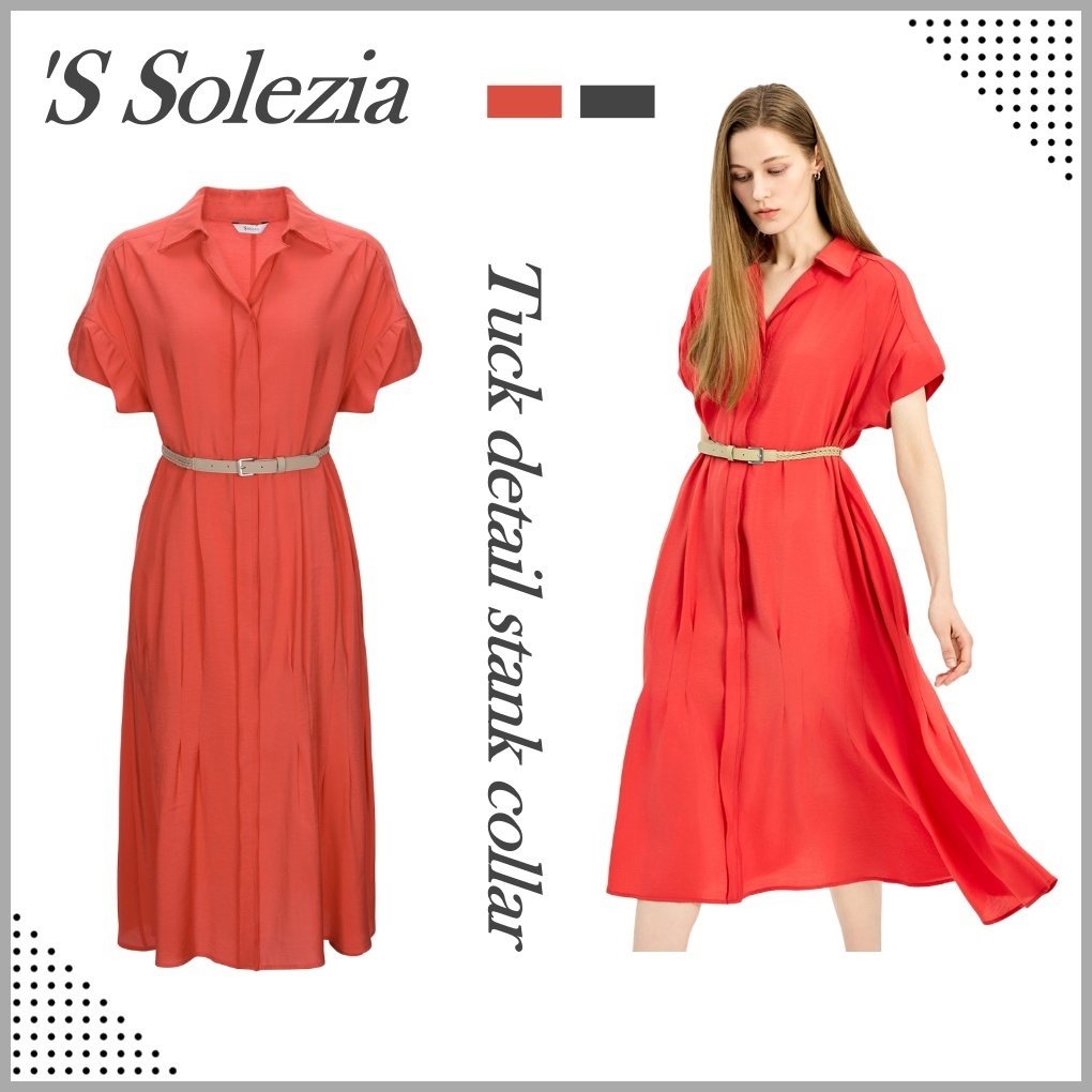 ◆'S SOLEZIA タックディテールスタンカラーワンピース
